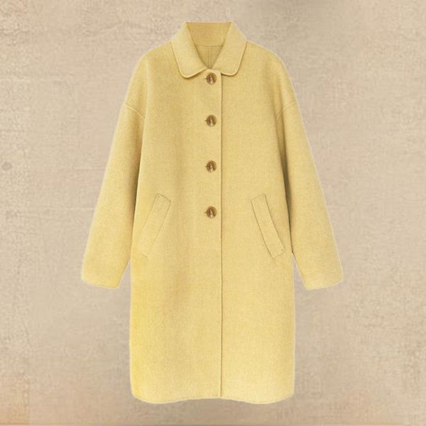 women's wool & blends spring autumn woman parkas plus size pockets turn-down collar single breasted solid long loose korean coats women, Black
women's wool & blends spring autumn woman parkas plus size pockets turn-down collar single breasted solid long loose korean coats women, Black