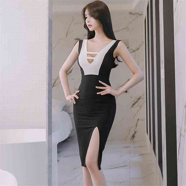 office bodycon dress for women summer korea fashion sleeveless v neck linen ladies formal party midi dresses 210602, Black;gray
office bodycon dress for women summer korea fashion sleeveless v neck linen ladies formal party midi dresses 210602, Black;gray