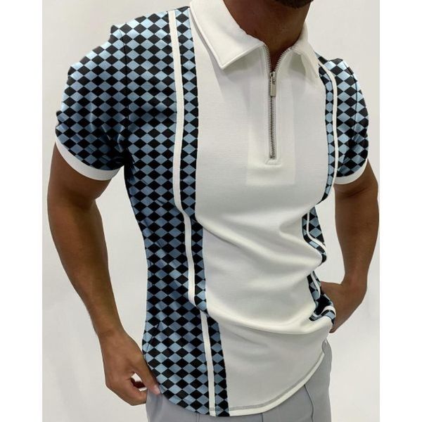 canny pattern men's zipper polo shirt comfortable breathable fashionable cool daily travel work party, White;black
canny pattern men's zipper polo shirt comfortable breathable fashionable cool daily travel work party, White;black