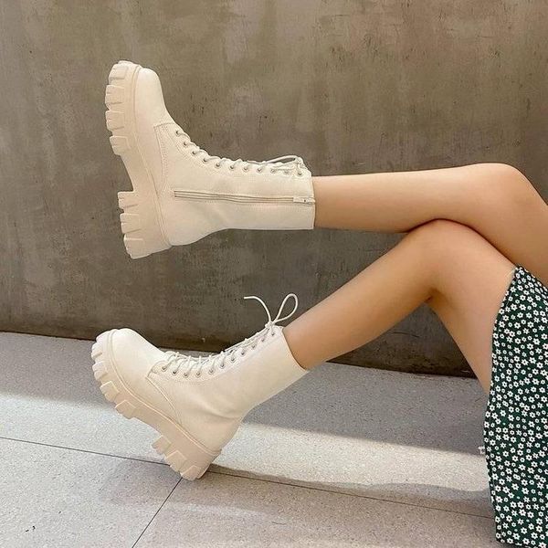 boots 2021 mid calf women autumn winter fashion lace-up zipper botas mujer sports platform heel ladies shoes, Black
boots 2021 mid calf women autumn winter fashion lace-up zipper botas mujer sports platform heel ladies shoes, Black