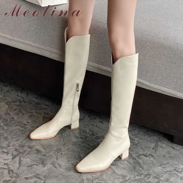 meotina women knee high boots shoes genuine leather high heel western boots pointed toe block heel zip long boots autumn winter 210608, Black
meotina women knee high boots shoes genuine leather high heel western boots pointed toe block heel zip long boots autumn winter 210608, Black