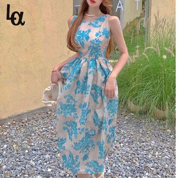 summer blue floral strap dress women french elegant backless vintage bow sweet casual slim party pretty 210519, Black;gray 
summer blue floral strap dress women french elegant backless vintage bow sweet casual slim party pretty 210519, Black;gray