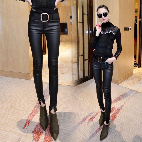 women's pants & capris fashion leggings women plus size high waist faux leather elastic skinny pencil female trousers, Black;white
women's pants & capris fashion leggings women plus size high waist faux leather elastic skinny pencil female trousers, Black;white