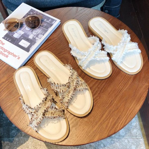 slippers cross band hollow tassel knitting flats slides summer women shoes all match soft sole non-slip beach flip flops korean, Black
slippers cross band hollow tassel knitting flats slides summer women shoes all match soft sole non-slip beach flip flops korean, Black