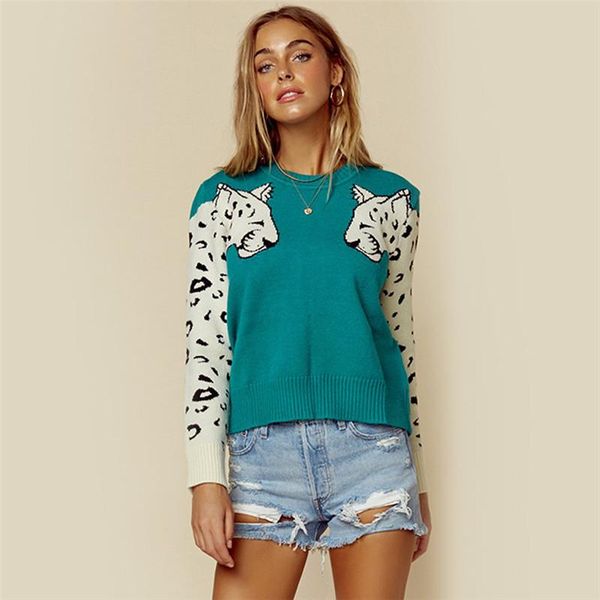 autumn winter sweater leopard pattern long sleeve knitted pullover women's fashion clothing crew neck knitwear jumper ribbed sweaters, White;black
autumn winter sweater leopard pattern long sleeve knitted pullover women's fashion clothing crew neck knitwear jumper ribbed sweaters, White;black