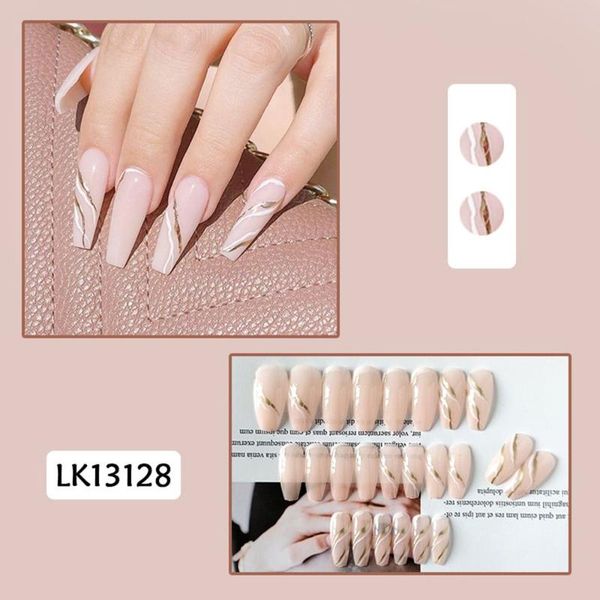 false nails 24pcs/box detachable marble line ballerina wearable long coffin fake full cover nail tips with press glue, Red;gold
false nails 24pcs/box detachable marble line ballerina wearable long coffin fake full cover nail tips with press glue, Red;gold