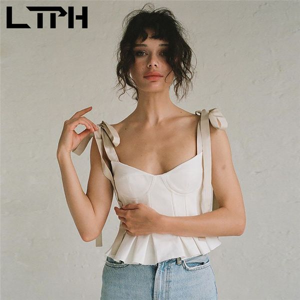 french vintage sleeveless camisole crop elegant bow solid sling splicing short tanks women summer 210427, White
french vintage sleeveless camisole crop elegant bow solid sling splicing short tanks women summer 210427, White