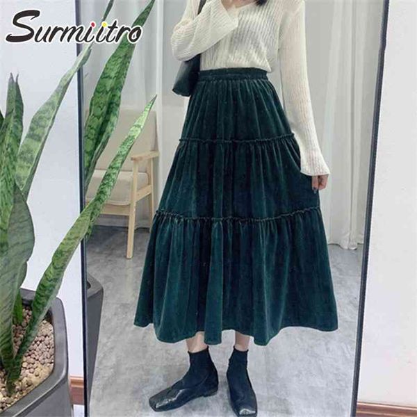 super quality korean style velvet long skirt women spring autumn winter blue high elastic waist midi female 210421, Black
super quality korean style velvet long skirt women spring autumn winter blue high elastic waist midi female 210421, Black