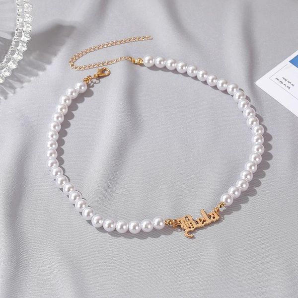 imitation pearls chain necklace alphabet letter name bela pendant for women goth collares collier choker jewelry gift necklaces, Silver
imitation pearls chain necklace alphabet letter name bela pendant for women goth collares collier choker jewelry gift necklaces, Silver
