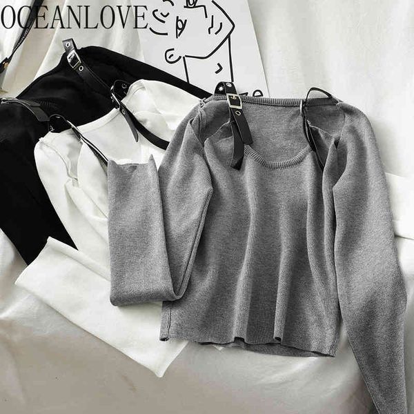 fashion elegant woman sweaters solid pu sling short pull femme spring ropa mujer ins clothing 18574 210415, White;black
fashion elegant woman sweaters solid pu sling short pull femme spring ropa mujer ins clothing 18574 210415, White;black
