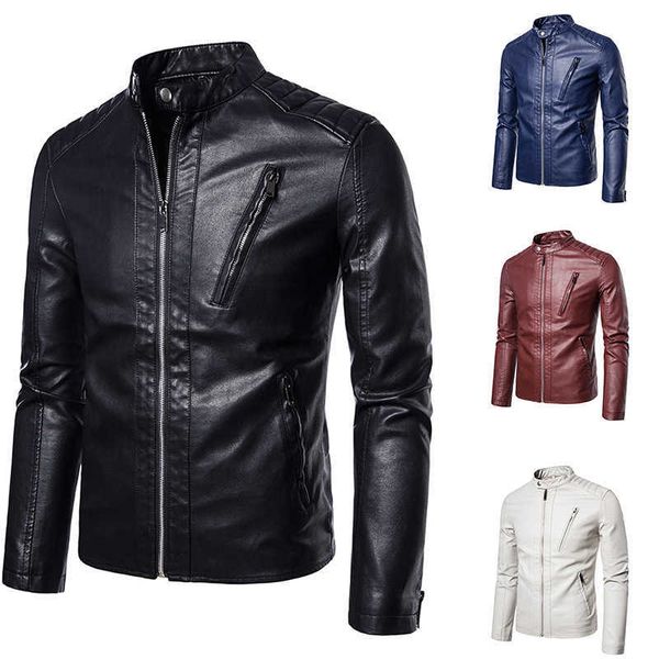 autumn and winter british slim tooling leather jacket stand collar solid color men's motorcycle leather jacket coats 211009, Black
autumn and winter british slim tooling leather jacket stand collar solid color men's motorcycle leather jacket coats 211009, Black