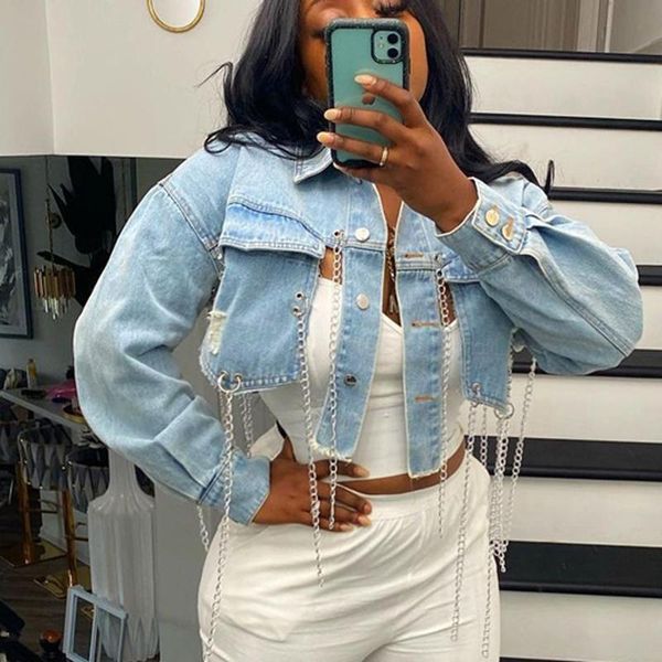 women's jackets tossy casual solid frayed crop women 2021 spring autumn fashion streetwear chic single breasted chain short, Black;brown
women's jackets tossy casual solid frayed crop women 2021 spring autumn fashion streetwear chic single breasted chain short, Black;brown