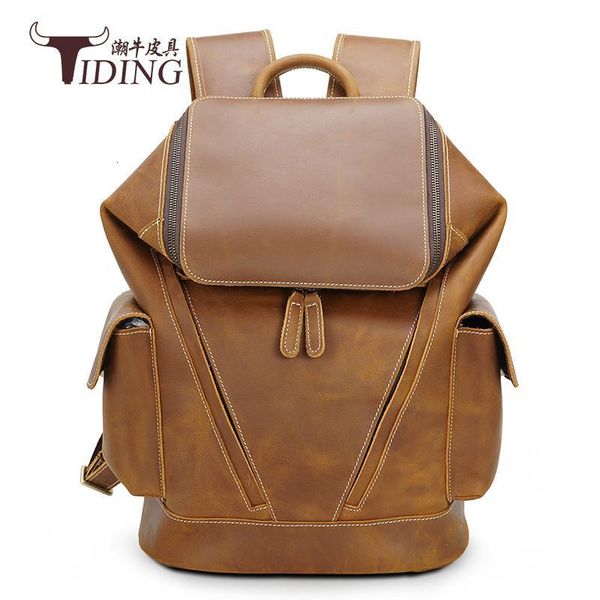 crazy horse skin high capacity backpack men's outdoor student bag 
crazy horse skin high capacity backpack men's outdoor student bag