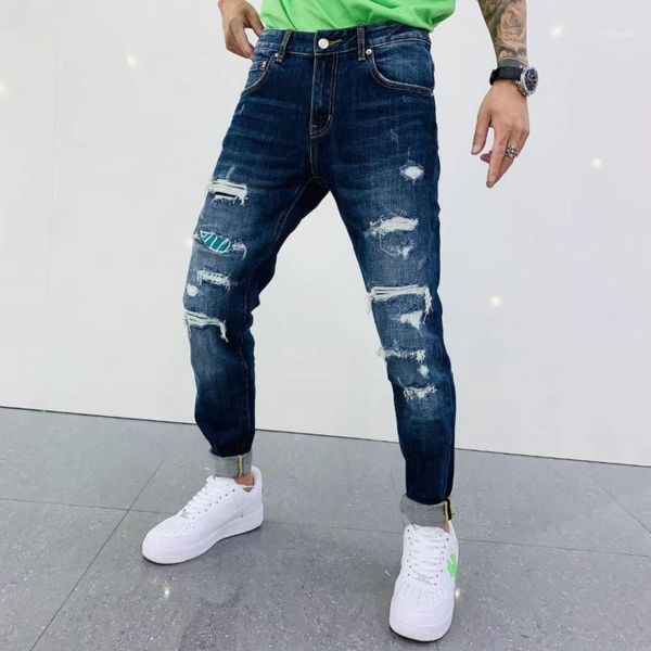 fashion men's jeans 2021 runway european design party style clothing1, Blue
fashion men's jeans 2021 runway european design party style clothing1, Blue