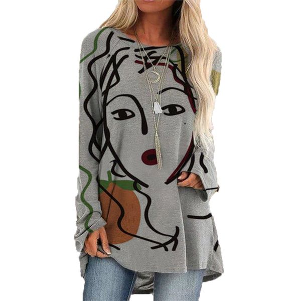 fashion graffiti women face print t-shirt vintage o-neck shift female casual cotton loose long sleeve plus size, White
fashion graffiti women face print t-shirt vintage o-neck shift female casual cotton loose long sleeve plus size, White