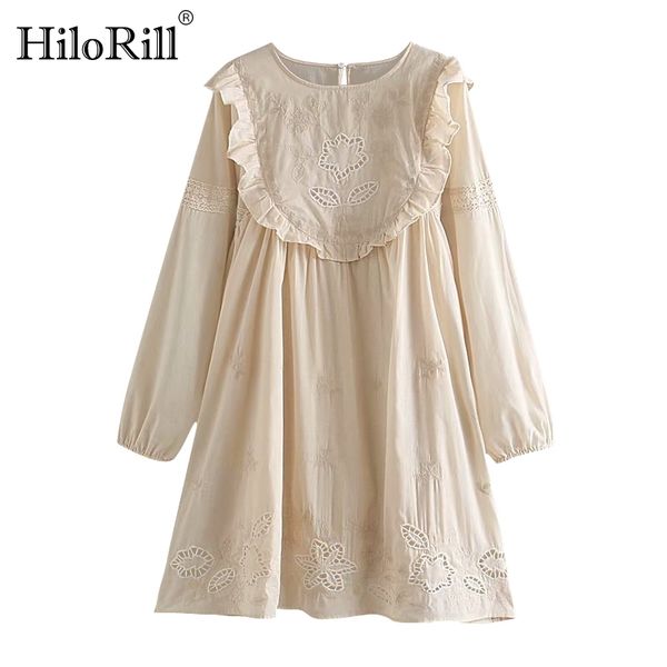 cotton embroidery mini dress women flower ruffles sweet party casual o neck loose long sleeve es 210508, Black;gray
cotton embroidery mini dress women flower ruffles sweet party casual o neck loose long sleeve es 210508, Black;gray