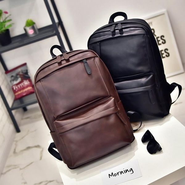 large capacity men's retro casual backpack business lapfashion student schoolbag pu leather travel 
large capacity men's retro casual backpack business lapfashion student schoolbag pu leather travel