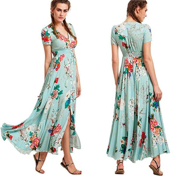 women boho dress blue floral printed long maxi deep v-neck summer beach evening party sundress sleeveless dresses vestidos casual, Black;gray
women boho dress blue floral printed long maxi deep v-neck summer beach evening party sundress sleeveless dresses vestidos casual, Black;gray