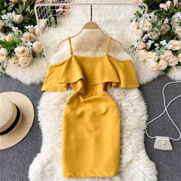 summer ruffles spaghetti strap mini bodycon dress solid women off shoulder slash neck slim party vestidos 210603, Black;gray
summer ruffles spaghetti strap mini bodycon dress solid women off shoulder slash neck slim party vestidos 210603, Black;gray