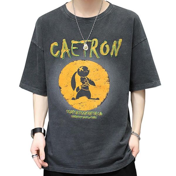 men's t-shirts 2021 summer cartoon print short sleeves vintage washes male streetwear, White;black
men's t-shirts 2021 summer cartoon print short sleeves vintage washes male streetwear, White;black