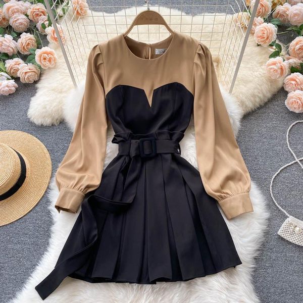 casual dresses a264 women retro autumn 2021 fashion round neck long sleeve slimming short pleated dress elegant clothes vestidos, Black;gray
casual dresses a264 women retro autumn 2021 fashion round neck long sleeve slimming short pleated dress elegant clothes vestidos, Black;gray