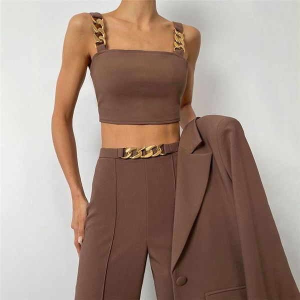 women's suits & blazers fall/winter 2001 condole belt slim vest high waist pocket hip straight pants casual suit women., White;black
women's suits & blazers fall/winter 2001 condole belt slim vest high waist pocket hip straight pants casual suit women., White;black