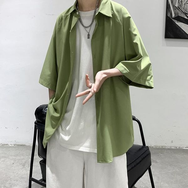 men's casual shirts summer short-sleeved shirt fashion solid color men streetwear korean loose dress mens social -2xl, White;black
men's casual shirts summer short-sleeved shirt fashion solid color men streetwear korean loose dress mens social -2xl, White;black
