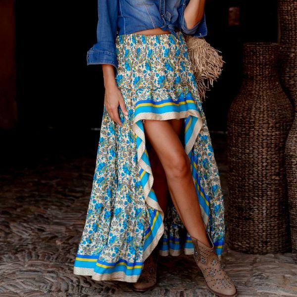 skirts boho style maxi women's irregular floral print elastic waist skirt ladies summer holiday beach long #t3g, Black
skirts boho style maxi women's irregular floral print elastic waist skirt ladies summer holiday beach long #t3g, Black