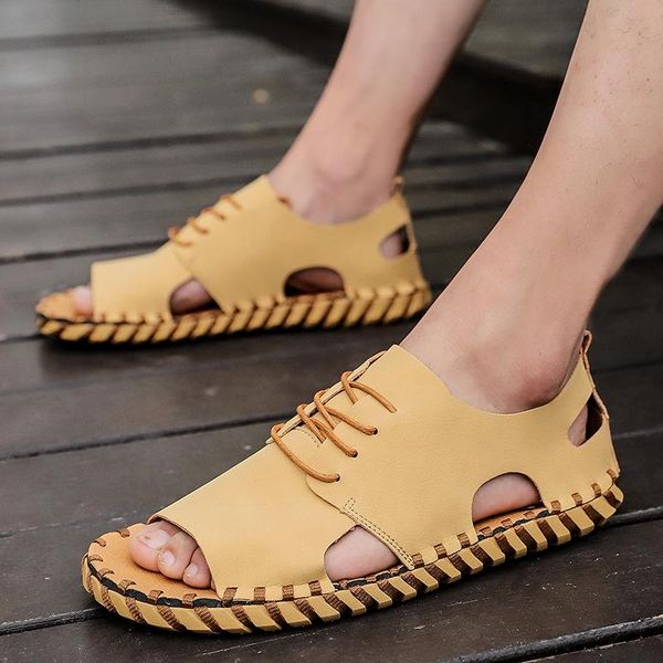 sandals fashion summer men genuine leather sewing shoes outdoor beach for male sandale homme toe cap sneakers slippers, Black
sandals fashion summer men genuine leather sewing shoes outdoor beach for male sandale homme toe cap sneakers slippers, Black