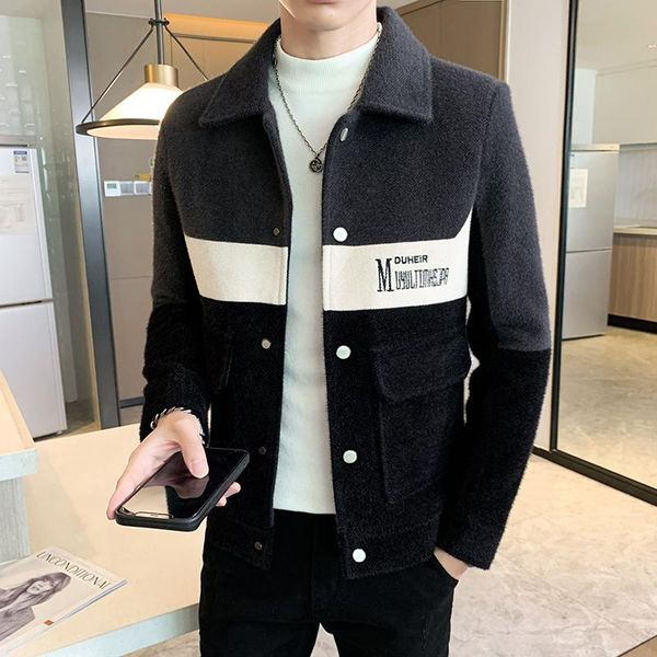 men's wool & blends british style stitching men woolen jacket autumn winter short slim fit casual business trench coat social overcoat, Black
men's wool & blends british style stitching men woolen jacket autumn winter short slim fit casual business trench coat social overcoat, Black