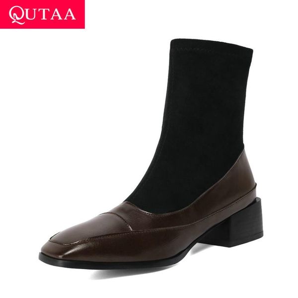 boots qutaa 2021 patchwork pu stretch flock ankle square toe slip on women shoes casual heel short big size 34-43, Black
boots qutaa 2021 patchwork pu stretch flock ankle square toe slip on women shoes casual heel short big size 34-43, Black