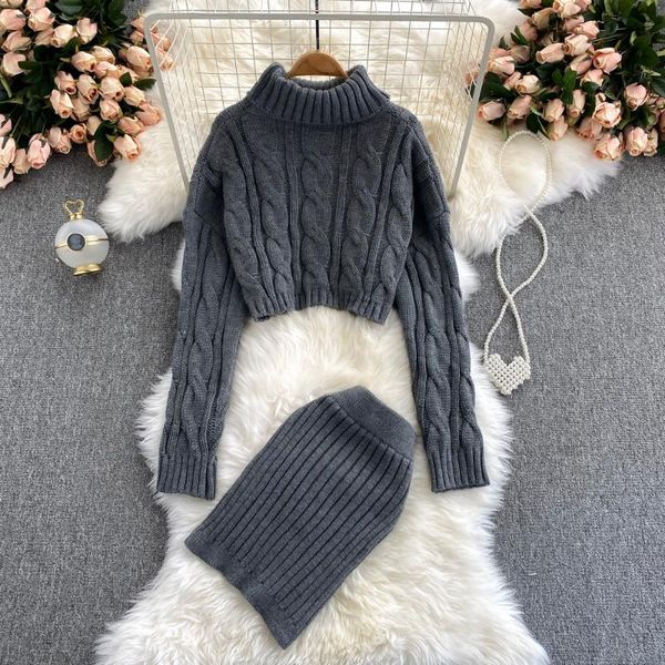 women's tracksuits women knitted two pieces set 2021 autumn winter turtleneck long sleeve pullover sweater + mini pencil skirt suits fe, Gray
women's tracksuits women knitted two pieces set 2021 autumn winter turtleneck long sleeve pullover sweater + mini pencil skirt suits fe, Gray