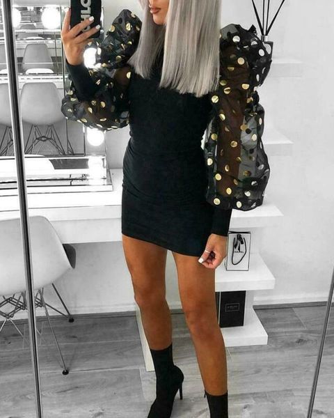 spring fall women mesh puff long sleeve mini dress ribbed knitted casual bodycon see through club party elegant dresses, Black;gray
spring fall women mesh puff long sleeve mini dress ribbed knitted casual bodycon see through club party elegant dresses, Black;gray