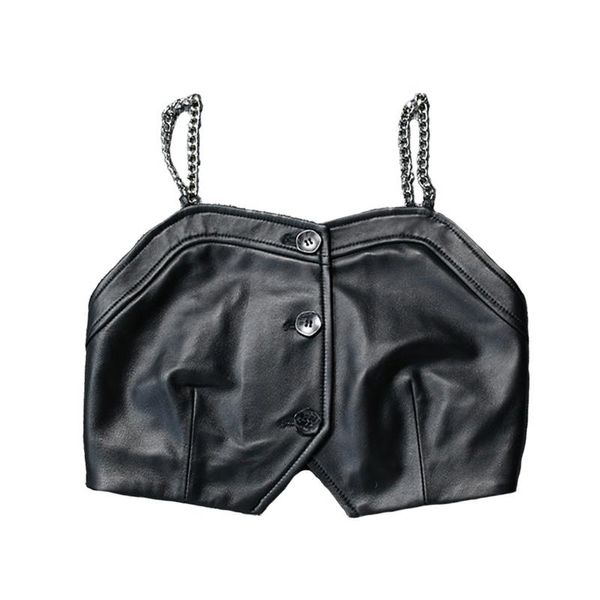 women's leather & faux fashion women real tank casual sleeveless short tee shirt crop vest blouse female strap t-shirt tf8290, Black
women's leather & faux fashion women real tank casual sleeveless short tee shirt crop vest blouse female strap t-shirt tf8290, Black