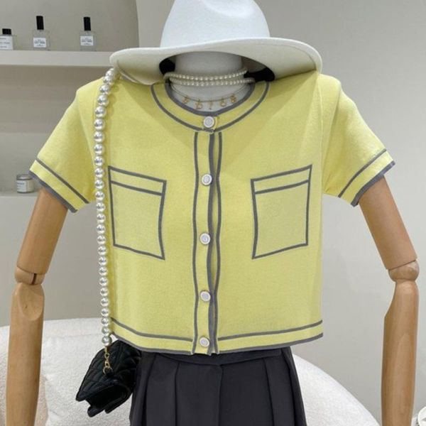 women's knits & tees 2021 summer korean fashion casual o-neck short knit cardigan crop ladies girls sweet contrast sweater coat vestido, White
women's knits & tees 2021 summer korean fashion casual o-neck short knit cardigan crop ladies girls sweet contrast sweater coat vestido, White