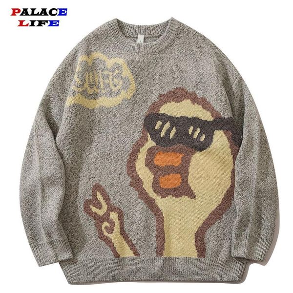 men's sweaters japanese sweater streetwear cartoon funny duck print 2021 autumn harajuku loose cotton knit pullover outwear, White;black
men's sweaters japanese sweater streetwear cartoon funny duck print 2021 autumn harajuku loose cotton knit pullover outwear, White;black
