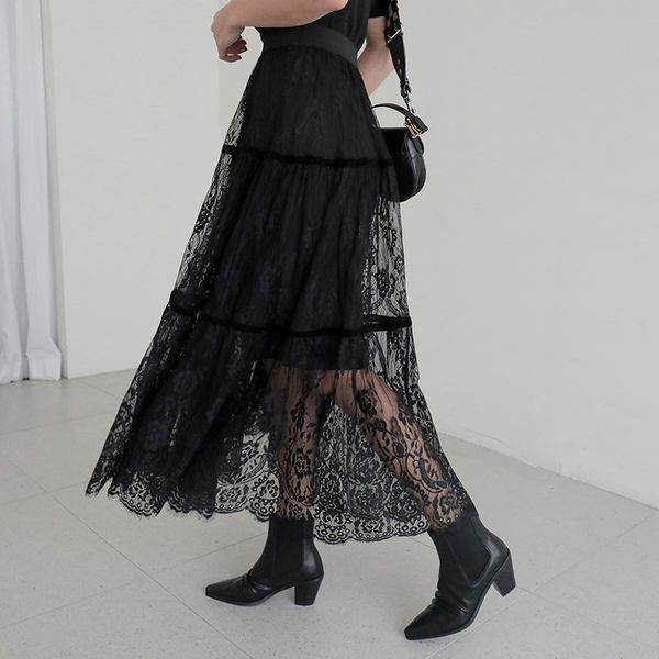 skirts lace black midi ladies women high korean elastic waist long skirt clothes o6nd
skirts lace black midi ladies women high korean elastic waist long skirt clothes o6nd
