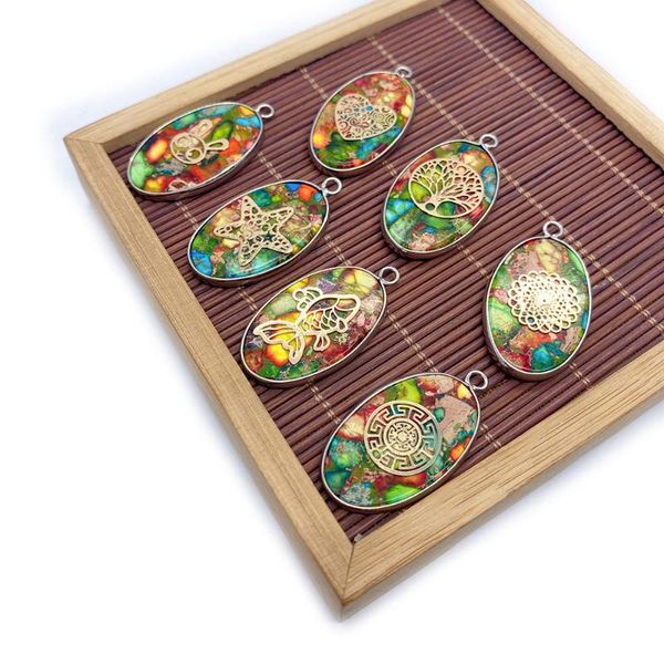 charms natural stone pendant multicolor rainbow fashion oval single hole covered hollow jewelry diy handicraft necklace making, Bronze;silver
charms natural stone pendant multicolor rainbow fashion oval single hole covered hollow jewelry diy handicraft necklace making, Bronze;silver