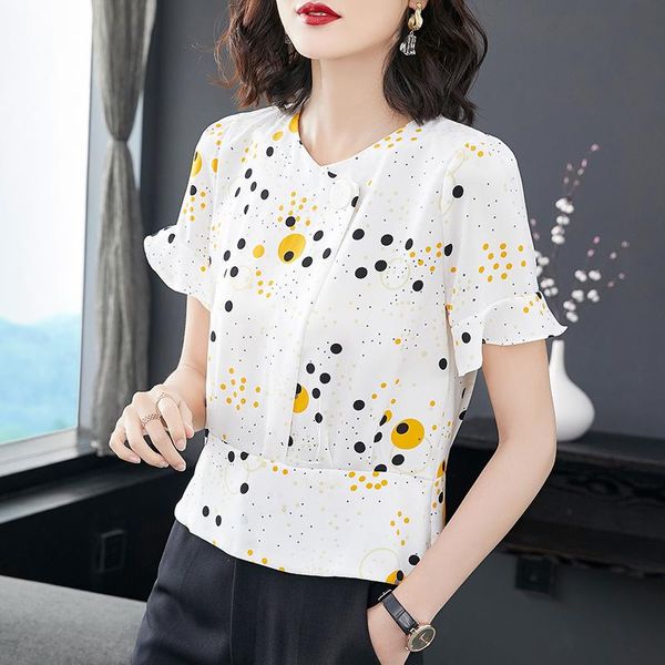 women's blouses & shirts 2021 summer flare sleeve chiffon women shirt loose plus size dot blouse female vintage ruffle ladies, White
women's blouses & shirts 2021 summer flare sleeve chiffon women shirt loose plus size dot blouse female vintage ruffle ladies, White