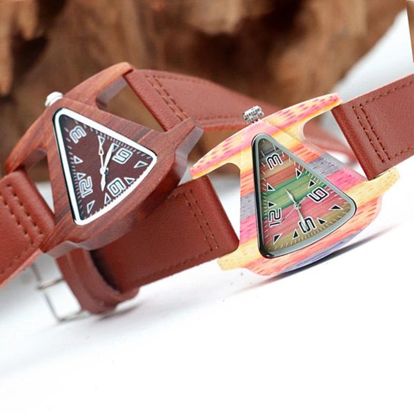 wristwatches rainbow color wood watch men women 2021 creative triangle shape hour clock quartz leather bracelet wrist bracelets, Slivery;brown
wristwatches rainbow color wood watch men women 2021 creative triangle shape hour clock quartz leather bracelet wrist bracelets, Slivery;brown
