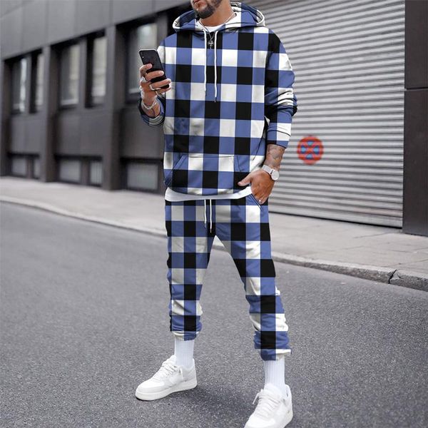 men's tracksuits check stripe print hoodie pants 2-piece set casual fashion loose sportswear trendy suit outdoor workout clothes joggin, Gray
men's tracksuits check stripe print hoodie pants 2-piece set casual fashion loose sportswear trendy suit outdoor workout clothes joggin, Gray