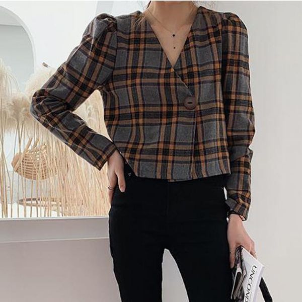 women's blouses & shirts tedinas plaid shirt women big size cotton womens and vintage long sleeve ladies korean fashion spring, White
women's blouses & shirts tedinas plaid shirt women big size cotton womens and vintage long sleeve ladies korean fashion spring, White