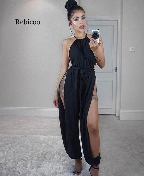 women's jumpsuits & rompers summer women sleeveless solid colors bodycon jumpsuit side split halter hollow out sashes overalls, Black;white
women's jumpsuits & rompers summer women sleeveless solid colors bodycon jumpsuit side split halter hollow out sashes overalls, Black;white