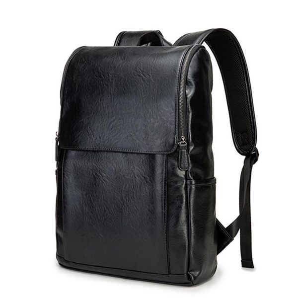 large capacity leather men's backpack schoolbag solid soft pu rucksack shoulder bags classic black lapbackpacks 2021
large capacity leather men's backpack schoolbag solid soft pu rucksack shoulder bags classic black lapbackpacks 2021