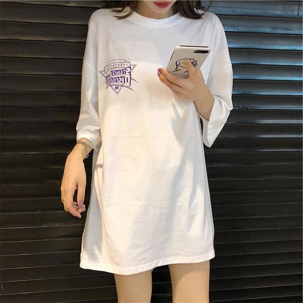 women's t-shirt women short sleeve o-neck lengthen loose oversized streetwear letter printing summer clothing harajuku thin all-match, White
women's t-shirt women short sleeve o-neck lengthen loose oversized streetwear letter printing summer clothing harajuku thin all-match, White