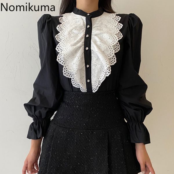 nomikuma lace ruffle patchwork women blouse causal flare long sleeve o-neck shirt korean elegant single breasted blusa 6e154 210427, White
nomikuma lace ruffle patchwork women blouse causal flare long sleeve o-neck shirt korean elegant single breasted blusa 6e154 210427, White