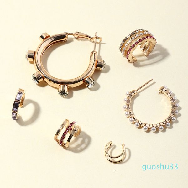 ez3145 fashion accessories punk style metal c-shaped with no ear holes and diamond pearl earrings, Silver
ez3145 fashion accessories punk style metal c-shaped with no ear holes and diamond pearl earrings, Silver