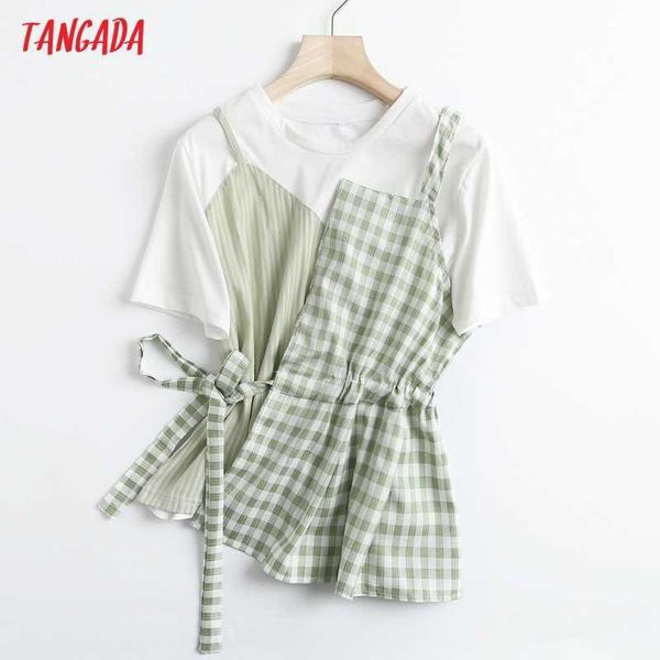 tangada women green plaid print patchwork shirts short sleeve with slash sweet female blouses 5s14 210609, White
tangada women green plaid print patchwork shirts short sleeve with slash sweet female blouses 5s14 210609, White