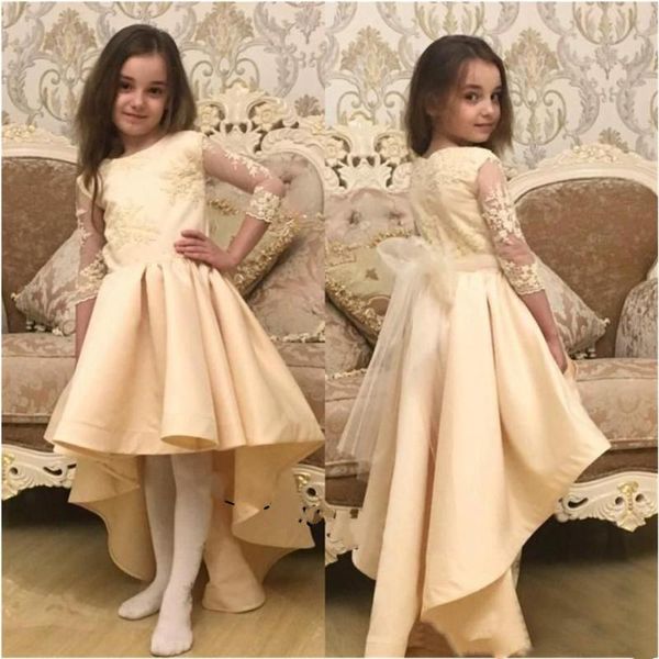girl's dresses high low flower girl for wedding gowns 3/4 long sleeves lace applique scoop neck kids formal wear custom made, Red;yellow
girl's dresses high low flower girl for wedding gowns 3/4 long sleeves lace applique scoop neck kids formal wear custom made, Red;yellow
