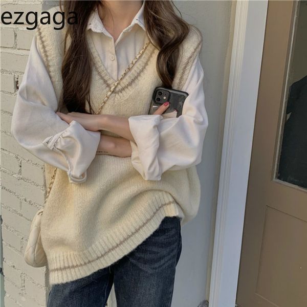 ezgaga knitted sweater vest women winter fashion v-neck outwear sleeveless loose waistcoat ladies pullover streetwear 210430, Black;white
ezgaga knitted sweater vest women winter fashion v-neck outwear sleeveless loose waistcoat ladies pullover streetwear 210430, Black;white